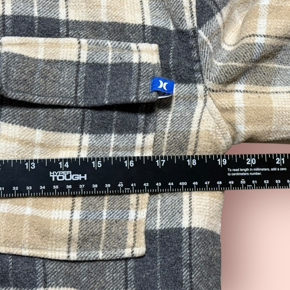 Hurley Plaid Sherpa-Lined Shacket Jacket Beige Tan Gray Small - Picture 6 of 9